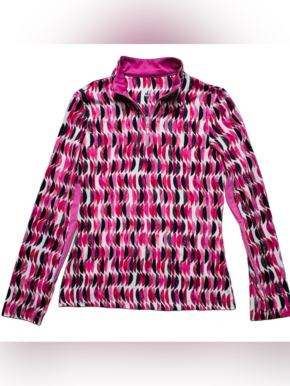 Tail White Label Golf Top Women’s Small Pink Abstract Quarter Zip Long Sleeve